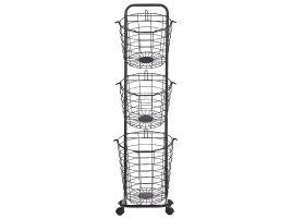 3 Tier Metal Wire Basket Stand Black