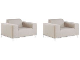 Set of 2 Garden Armchairs Beige with White ROVIGO