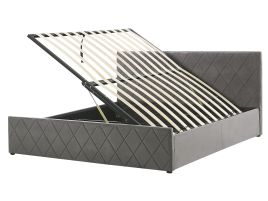 Velvet EU King Size Ottoman Bed Grey ROCHEFORT
