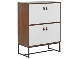 4 Door Sideboard Dark Wood with White NUEVA