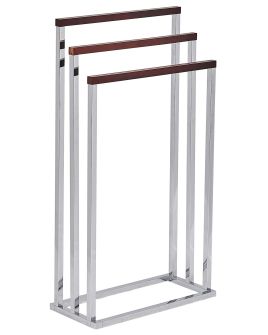 Towel Stand 45 x 84 cm Silver and Dark Wood CHARRAS