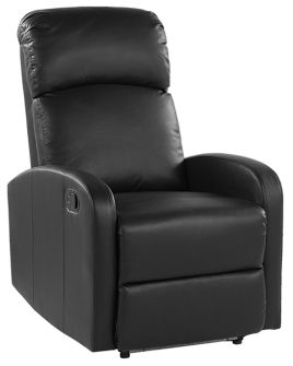 Faux Leather LED Recliner Chair with USB Port Black VIRRAT