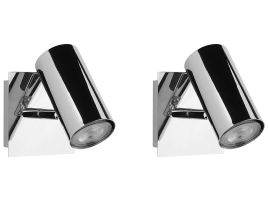 Set of 2 Metal Spotlight Lamps Silver ROSETTA