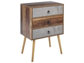 3 Drawer Sideboard Dark Wood with Grey BATLEY