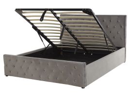 Velvet EU King Size Ottoman Bed Grey AMIENS