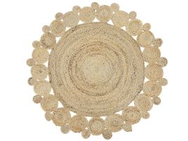 Round Jute Area Rug 120cm Beige