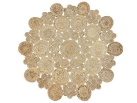 Round Jute Area Rug 135cm Beige