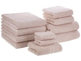 Set of 11 Cotton Towels Pink ATAI