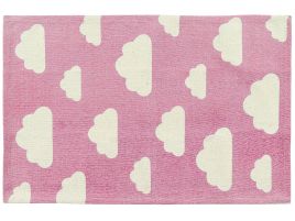 Cotton Kids Rug Cloud Print 60x90cm Pink