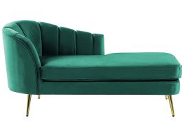 Left Hand Velvet Chaise Lounge Emerald Green ALLIER