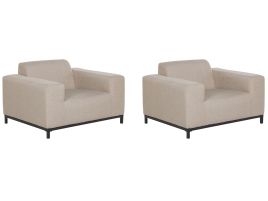 Set of 2 Garden Armchairs Beige with Black ROVIGO