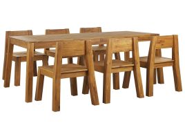 6 Seater Acacia Wood Garden Dining Set Table and Chairs LIVORNO