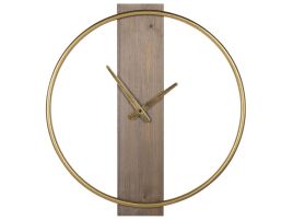 Wall Clock 47cm Gold with Light Wood
