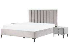 3 Piece Bedroom Set Velvet EU Super King Size Grey SEZANNE