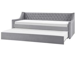 Velvet EU Single Trundle Bed Grey MONTARGIS