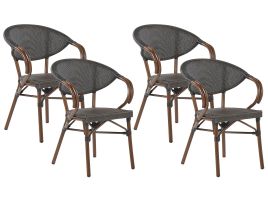 Set of 4 Garden Chairs Dark Wood and Grey CASPRI