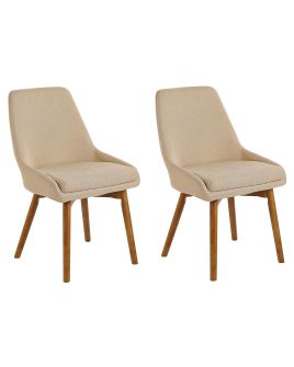 Set of 2 Fabric Dining Chairs Beige MELFORT