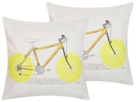 Set of 2 Cushions Bicycle Motif 45x45cm Multicolour