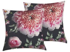 Set of 2 Cushions Flower Pattern 45x45cm Multicolour