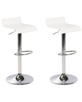 Set of 2 Adjustable Bar Stools White VALENCIA
