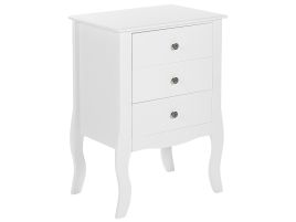 Bedside Table - CLACTON 3 Drawer Nightstand White 48cm