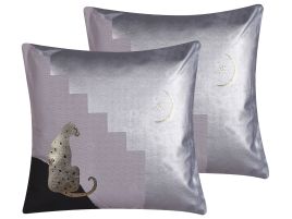 Set of 2 Cotton Cushions Cheetah Motif 45x45cm Multicolour