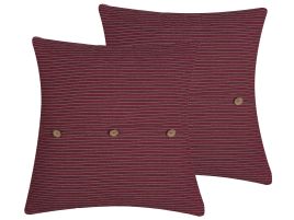 Set of 2 Cushions Striped 43x43cm Red