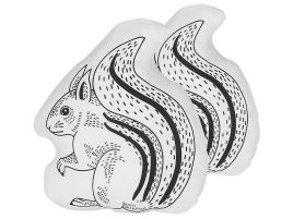 Set of 2 Cotton Kids Cushions Squirrel 42x48cm Black and White