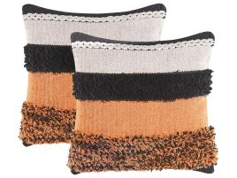 Set of 2 Wool Cushions 45x45cm Multicolour