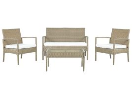 4 Seater PE Rattan Garden Sofa Set Light Brown MARSALA