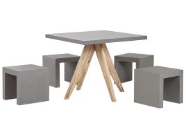4 Seater Concrete Garden Dining Set Square Table Grey OLBIA/TARANTO