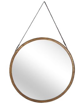 Round Metal Wall Mirror with Strap 60cm Gold