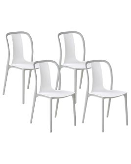 Set of 4 Garden Chairs White and Grey SPEZIA