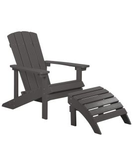 Garden Chair with Footstool Dark Grey ADIRONDACK