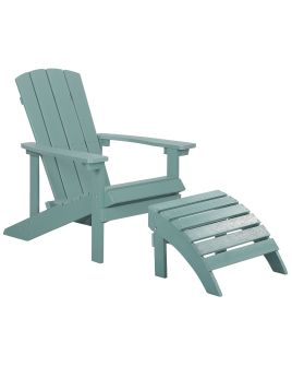 Garden Chair with Footstool Turquoise Blue ADIRONDACK