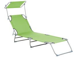 Steel Reclining Sun Lounger with Canopy Lime Green FOLIGNO
