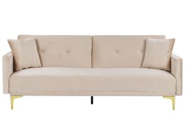 Velvet Sofa Bed Beige LUCAN