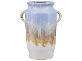 Stoneware Flower Vase 25 Blue Gold