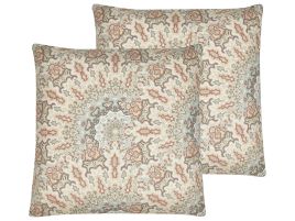 Set of 2 Cushions Abstract Pattern 45x45cm Multicolour