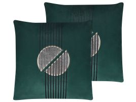 Set of 2 Velvet Cushions 45x45cm Green