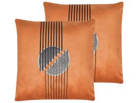 Set of 2 Velvet Cushions 45x45cm Orange