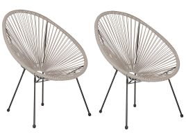 Set of 2 PE Rattan Accent Chairs Light Grey ACAPULCO II