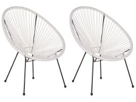 Set of 2 PE Rattan Accent Chairs White ACAPULCO II