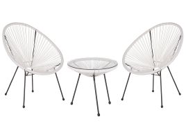 PE Rattan Bistro Set White ACAPULCO II