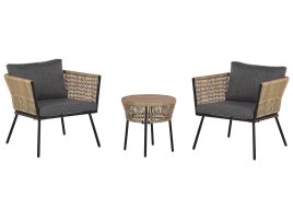 PE Rattan Bistro Set Brown with Grey GARGANO