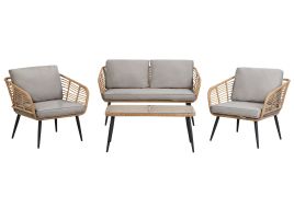 4 Seater PE Rattan Garden Sofa Set Natural CORINTH II