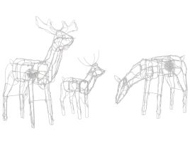 Set of 3 Outdoor LED Decorations Animated Reindeer 76 cm White MIKKELI