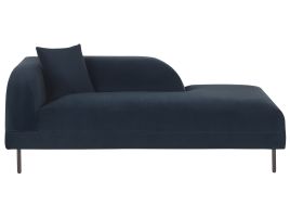 Left Hand Velvet Chaise Lounge Dark Blue LE CRAU