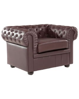 Leather Armchair Brown CHESTERFIELD