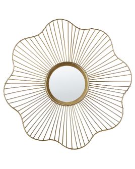 Flower Metal Wall Mirror 40cm Gold
